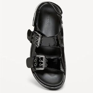 Women's Black Sandals with Buckle Detail